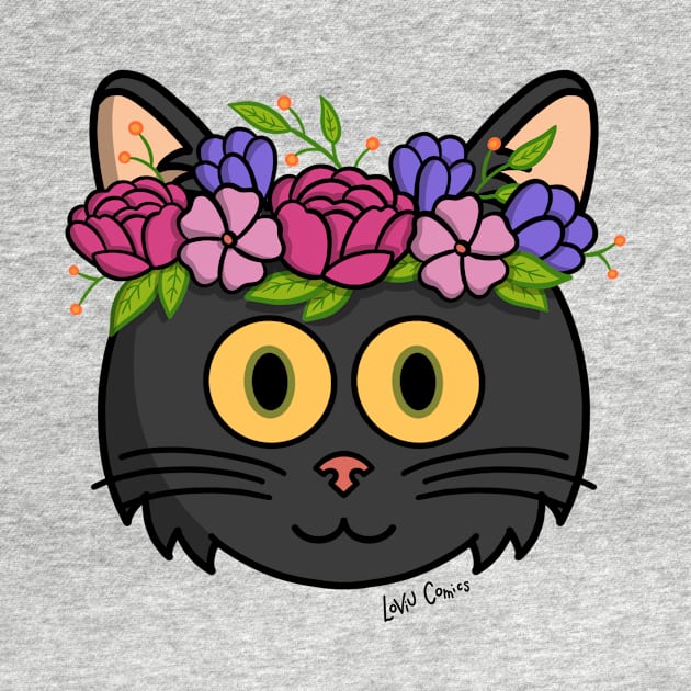 Black kitty with flower crown! by Loviu Comics